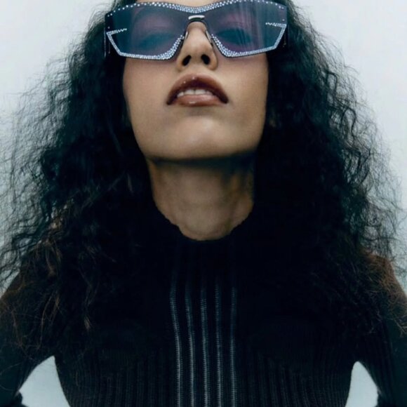 Givenchy GV4100US 16V Sunglasses Blue/Silver Geometric Frame, Blue Lenses main image 8